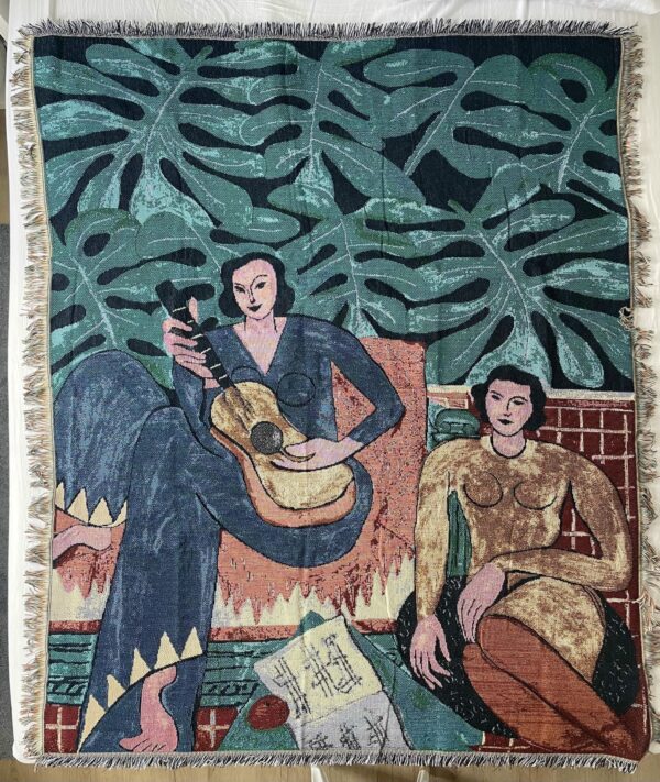 Art-Inspired Wall Tapestry 160x130 cm – Modern Botanical Scene