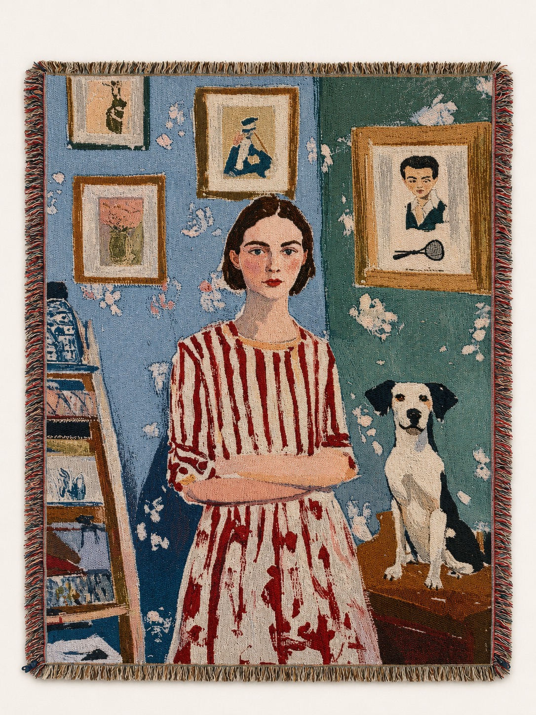 Woman and a Dog Art Tapestry - Image 1