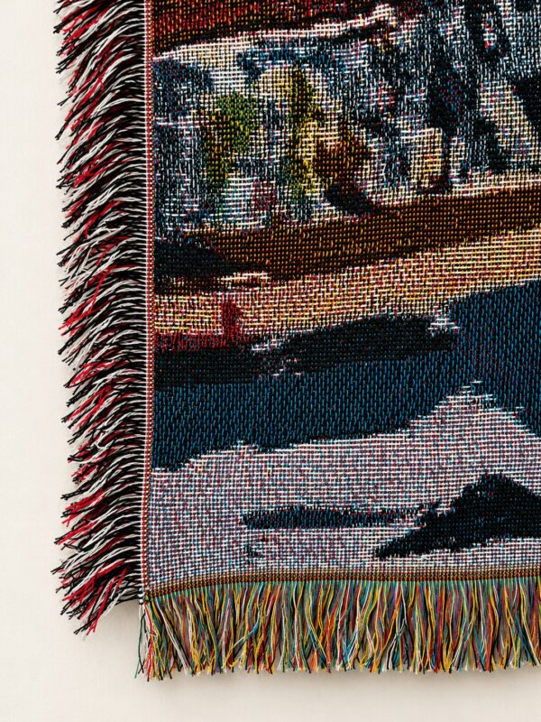 Woman and a Dog Art Tapestry