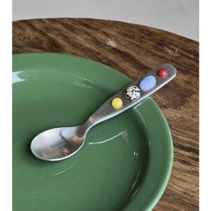 Cute Stone Detail Dessert Spoon – Stainless Steel (13 cm)