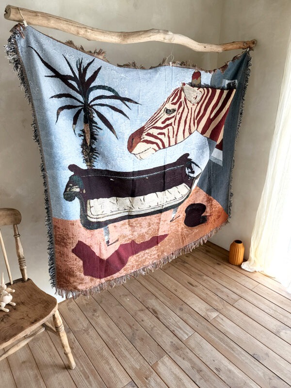 Zebra Sofa Woven Tapestry Throw