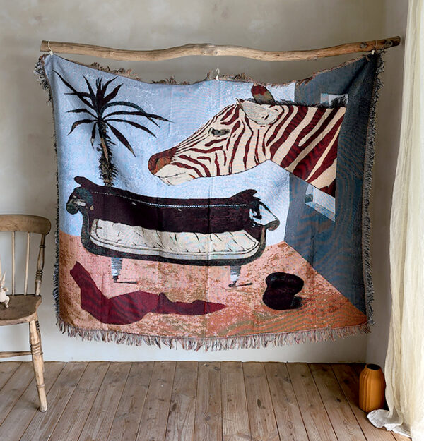 Zebra Sofa Woven Tapestry Throw