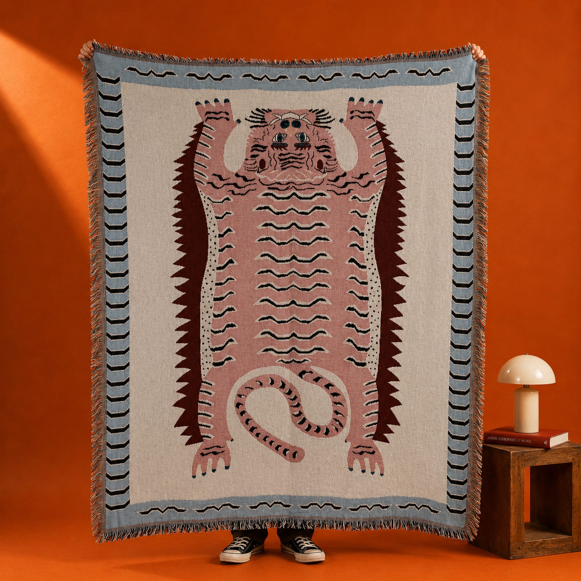 Pink Tiger Woven Throw Blanket - Image 2