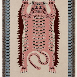 Pink Tiger Woven Throw Blanket