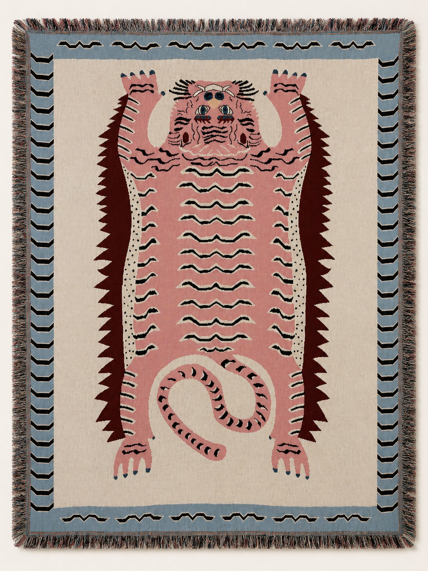Pink Tiger Woven Throw Blanket - Image 1