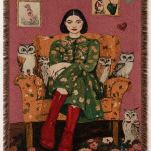 Owl Gathering Woven Throw Blanket